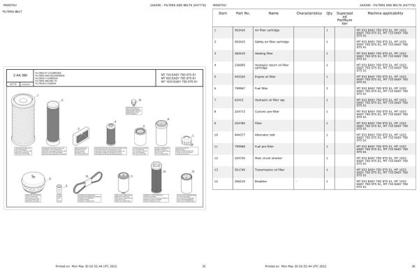 Manitou Telehandler MT 733 EASY 75D ST5 S1 Parts Catalog 647776 1