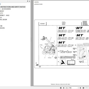 Manitou Telehandler MT 830 CP TURBO Parts Catalog 47938