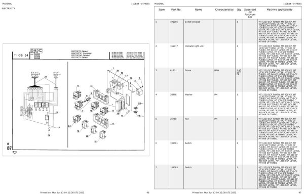 Manitou Telehandler MT 840 CP ULTRA Parts Catalog 47938 1