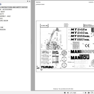 Manitou Telehandler MT 845 H TURBO Parts Catalog 547641
