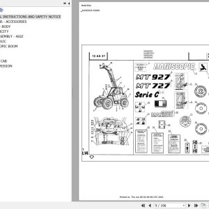 Manitou Telehandler MT 927 SERIE C Parts Catalog 547015