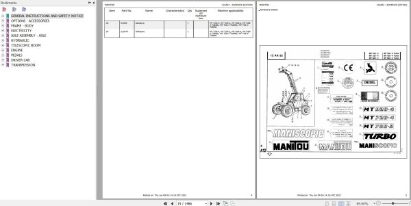 Manitou Telehandler MT 928 4 Parts Catalog 547103