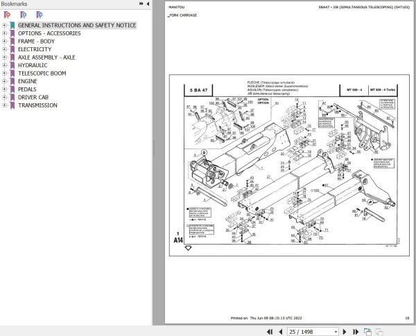 Manitou Telehandler MT 928 4 TURBO Parts Catalog 547103