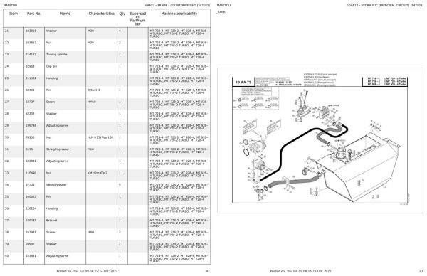 Manitou Telehandler MT 928 4 TURBO Parts Catalog 547103 1
