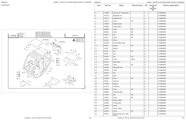 Manitou Telehandler MT 928 SD E3 Parts Catalog 547998 1