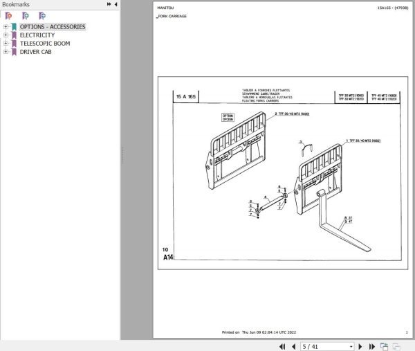 Manitou Telehandler MT 930 BACOU Parts Catalog 547768