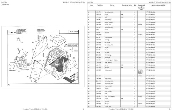 Manitou Telehandler MT 930 BACOU Parts Catalog 547768 1