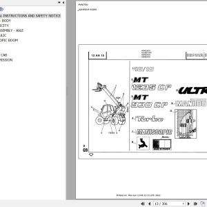 Manitou Telehandler MT 930 CP TURBO 10 10 ULTRA Parts Catalog 47976