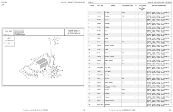 Manitou Telehandler MT 930 HA 75K ST5 S1 Parts Catalog 52730403 1