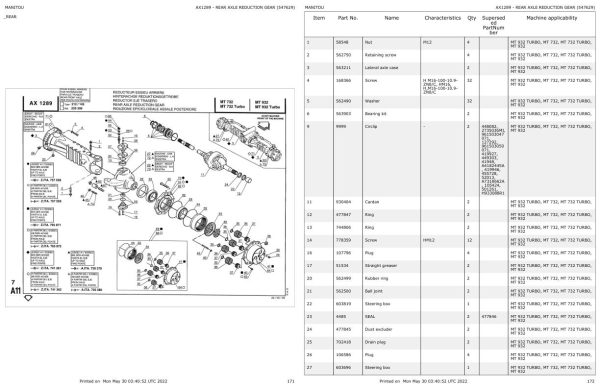 Manitou Telehandler MT 932 Parts Catalog 547629 1