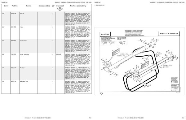 Manitou Telehandler MT 932 SA Parts Catalog 547785 1