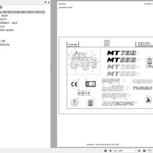 Manitou Telehandler MT 932 SC E2 Parts Catalog 547973