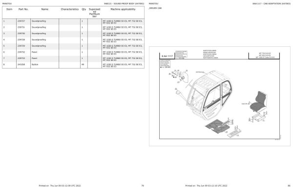 Manitou Telehandler MT 932 SE E3 Parts Catalog 647083 1