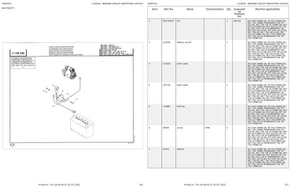 Manitou Telehandler MT 932 TURBO SA Parts Catalog 547785 1