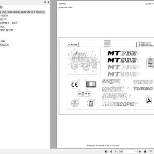 Manitou Telehandler MT 932 TURBO SC E2 Parts Catalog 547973