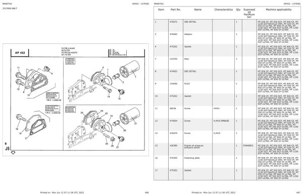 Manitou Telehandler MT 933 CP Parts Catalog 47938 1