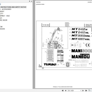 Manitou Telehandler MT 940 H L TURBO Parts Catalog 547641