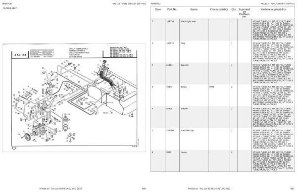Manitou Telehandler MT 940 L TURBO MONO ULTRA S2 Parts Catalog 547751 1