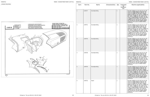 Manitou Telehandler MT 940 L TURBO S2 Parts Catalog 547751 1
