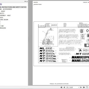 Manitou Telehandler MT 940 L TURBO S3 E2 Parts Catalog 547848
