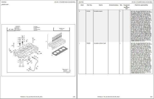 Manitou Telehandler MT 940 L TURBO S3 E2 Parts Catalog 547848 1