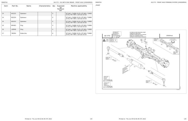 Manitou Telehandler MT 940 L TURBO S3 E3 Parts Catalog 547986 1