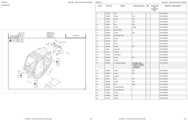Manitou Telehandler MT X 1030 S TURBO S4 E3 Parts Catalog 647236 1