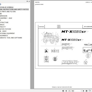 Manitou Telehandler MT X 1030S MINING AWP Parts Catalog 649018
