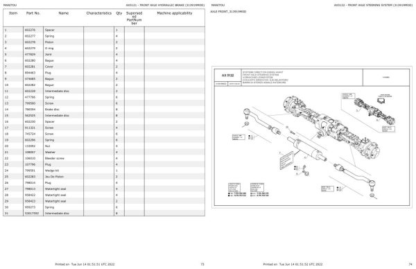 Manitou Telehandler MT X 1033 ST 100P MINING ST3A S1 Parts Catalog 647859 1