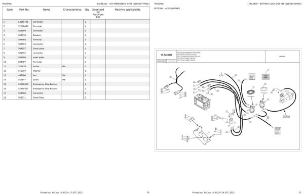 Manitou Telehandler MT X 1033 ST S1 AWP MINNING Parts Catalog 649175 1