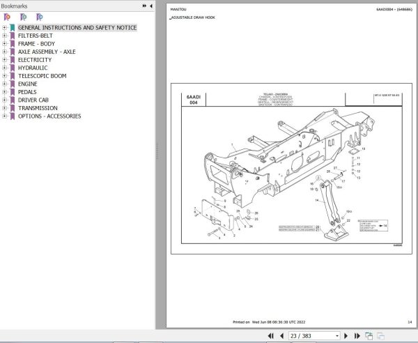 Manitou Telehandler MT X 1235 S TURBO S3 E3 Parts Catalog 648686