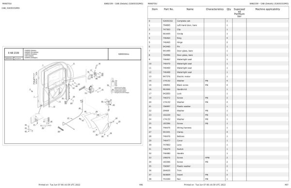Manitou Telehandler MT X 1440 E3 MT X 1840 E3 Parts Catalog 647143 1