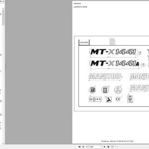 Manitou Telehandler MT X 1441 MT X 1441A Parts Catalog 648955