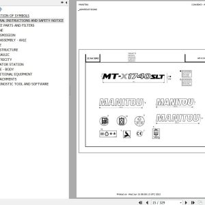 Manitou Telehandler MT X 1740 100P PS S L T LSU ST3A S4 Parts Catalog 648935