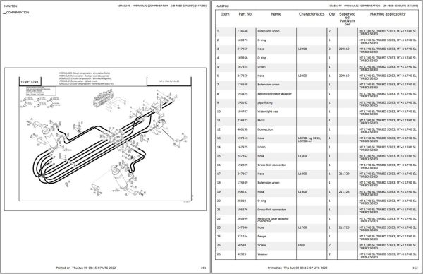 Manitou Telehandler MT X 1740 SL TURBO S3 E3 Parts Catalog 647209 1