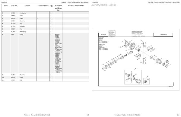 Manitou Telehandler MT X 1840 A E3 Parts Catalog 647144 1