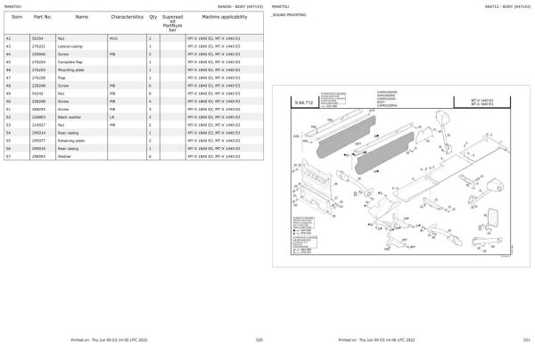 Manitou Telehandler MT X 1840 E3 Parts Catalog 647143 1