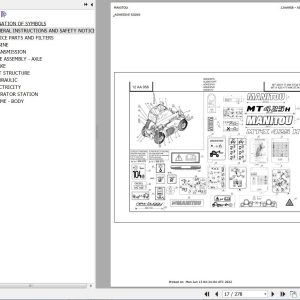 Manitou Telehandler MT X 420 H 49K ST3A S1 Parts Catalog 647628