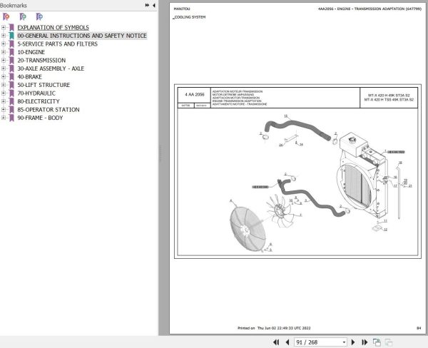 Manitou Telehandler MT X 420 H 49K ST3A S2 Parts Catalog 647799