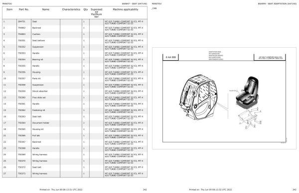 Manitou Telehandler MT X 625 TURBO COMFORT S2 E3 Parts Catalog 647140 1