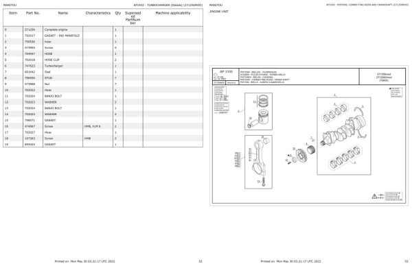 Manitou Telehandler MT X 732 SE E3 Parts Catalog 647185 1