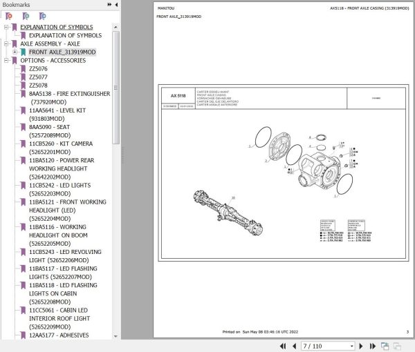 Manitou Telehandler MT X 733 95P ST3A S1 MINING Parts Catalog 313919MOD