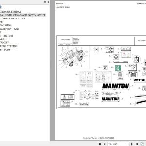 Manitou Telehandler MT X1840 100P ST3A S2 Parts Catalog 647813