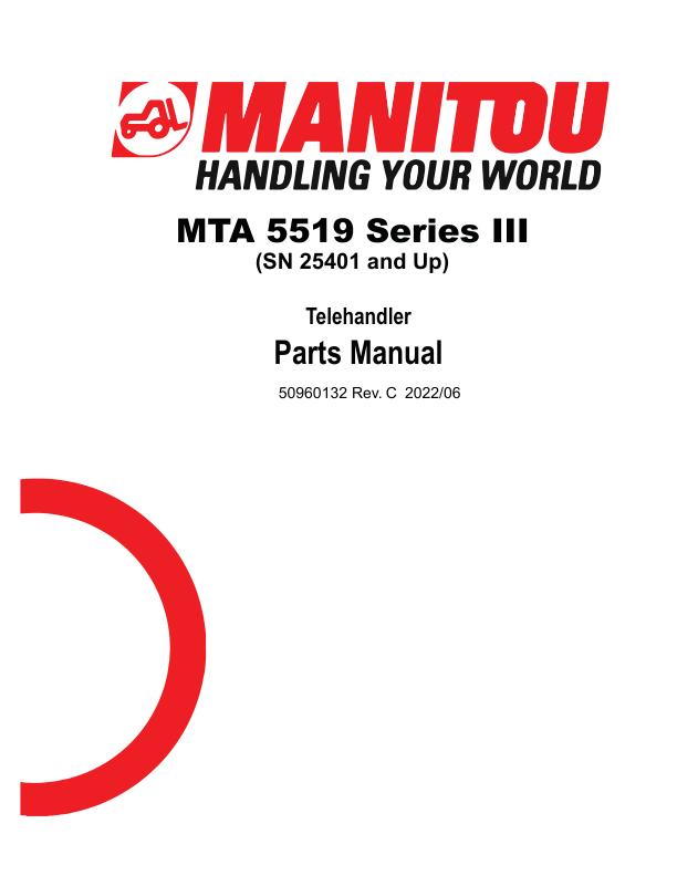 Manitou Telehandler MTA 5519 Series III Parts Manual 50960132 Rev. C