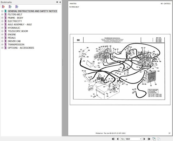 Manitou Telehandler MVT 1130 L COMFORT LINE MOT 1004 4 Parts Catalog 547531