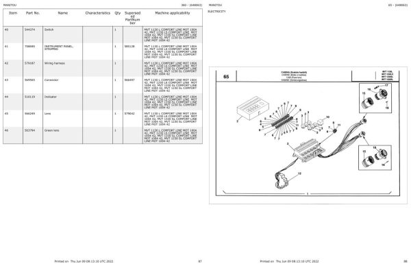 Manitou Telehandler MVT 1130 L COMFORT LINE MOT 1004 42 Parts Catalog 648063 1