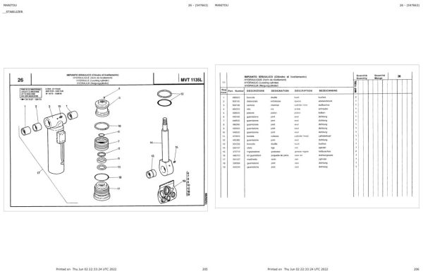 Manitou Telehandler MVT 1135 L COMFORT LINE MOT 1004 4 Parts Catalog 547663 1