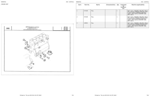 Manitou Telehandler MVT 1230 LS COMFORT LINE MOT 1004 4 Parts Catalog 547531 1