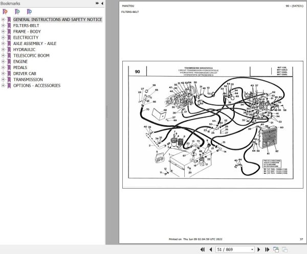 Manitou Telehandler MVT 1230 SL COMFORT LINE MOT 1004 4 Parts Catalog 547531