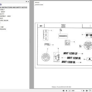 Manitou Telehandler MVT 1330 SL COMFORT LINE MOT 1004 42 Parts Catalog 648063